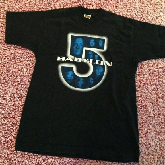 Vintage Pre-Owned 1996 Babylon 5 T-Shirt Sci-Fi TV Series Black Size Large - Picture 1 of 9